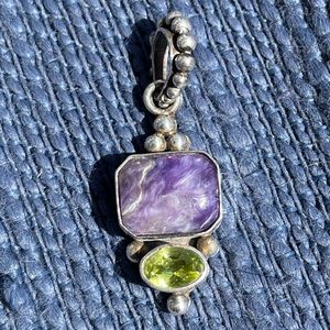 Peridot and charoite set in sterling silver